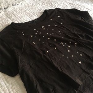Black Reflect Stars Crop Top