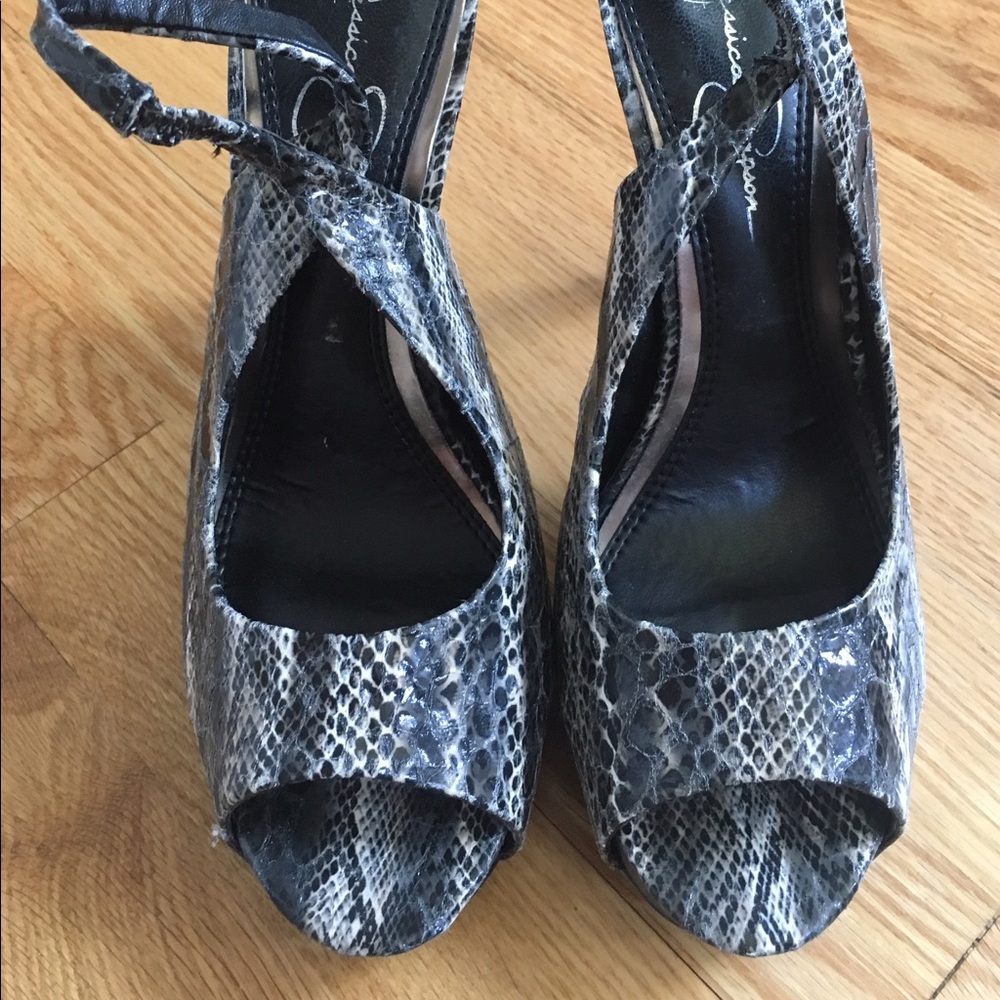 Jessica Simpson python peep toe pumps