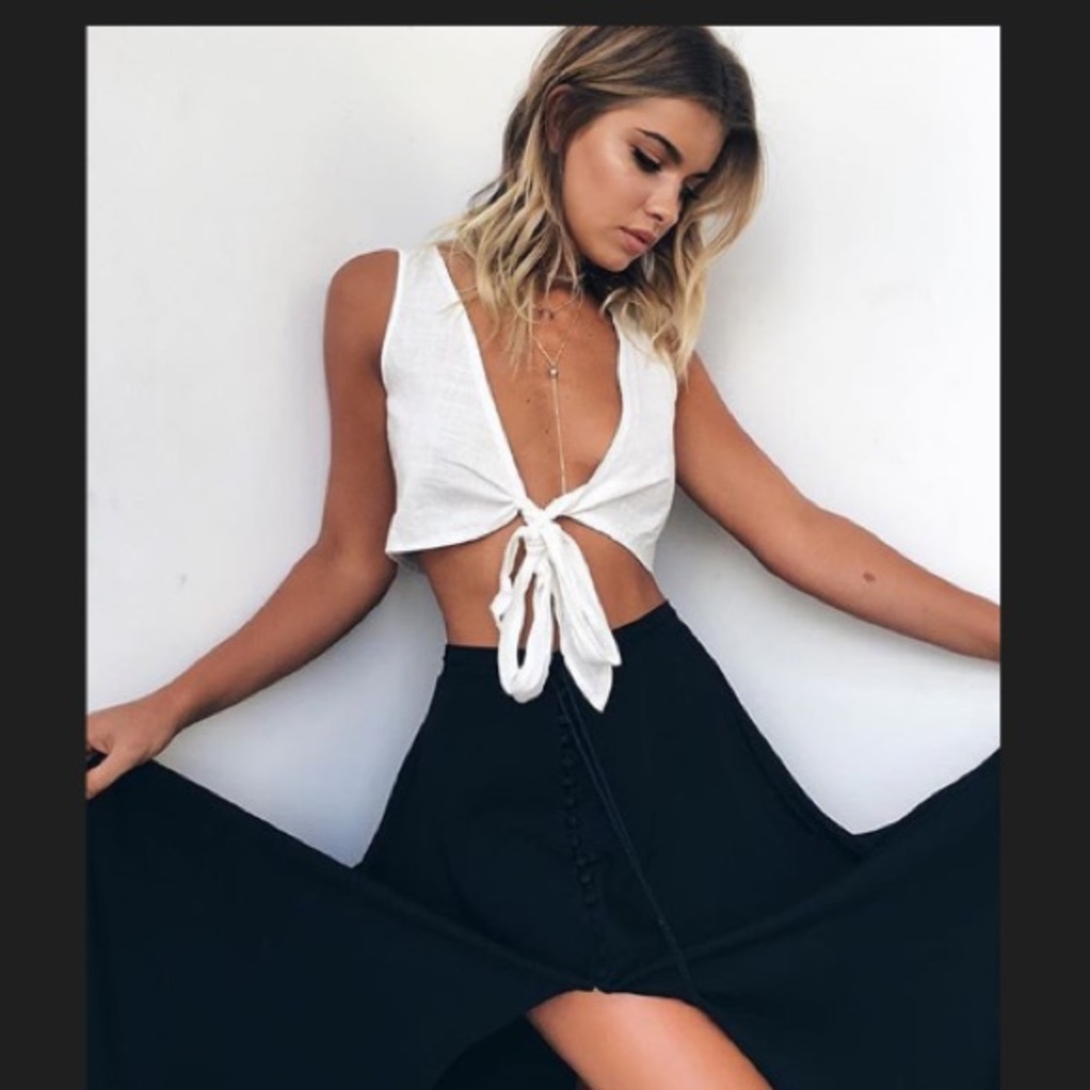 Black button down maxi skirt.