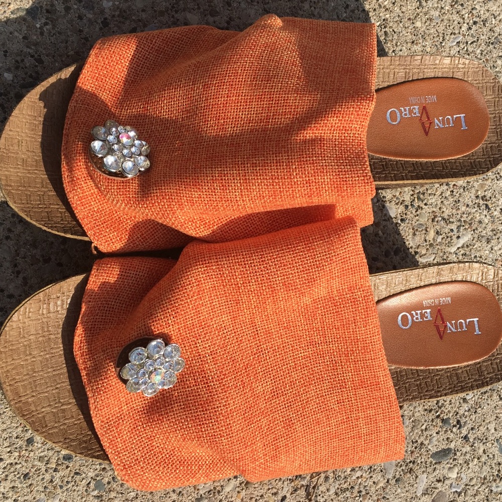 Embellished slip on sandals