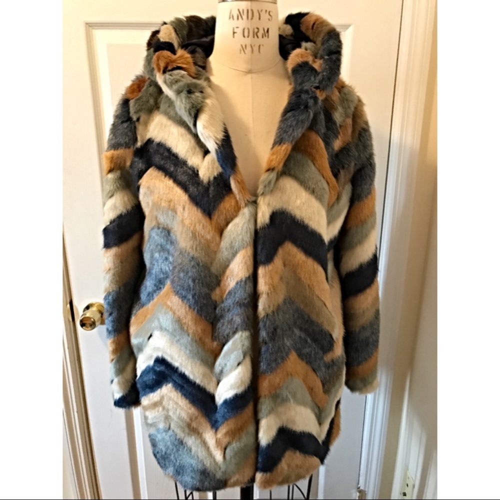 Forever 21 Faux Fur Chevron Jacket