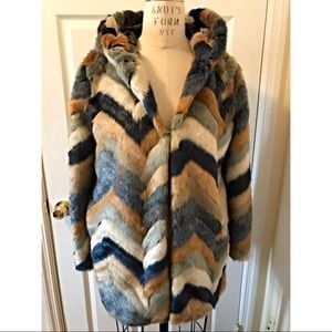 Forever 21 Faux Fur Chevron Jacket