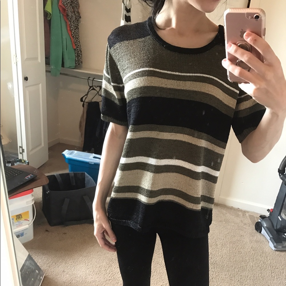 Striped Green/Tan Blouse