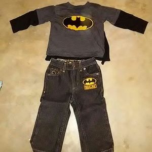 Batman boys  jeans and top with removeable cape