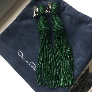 Oscar de la Renta Emerald Tassel Earrings