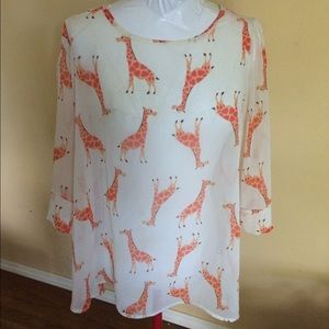 Sheer giraffe blouse, stunning!
