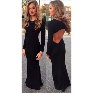 Black long sleeve prom dress