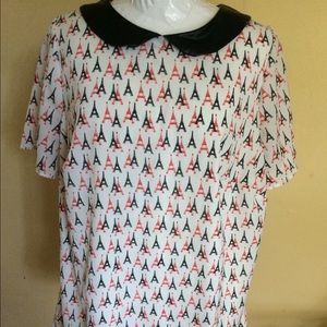 Perfect Peter Pan collared Eiffel Tower Blouse