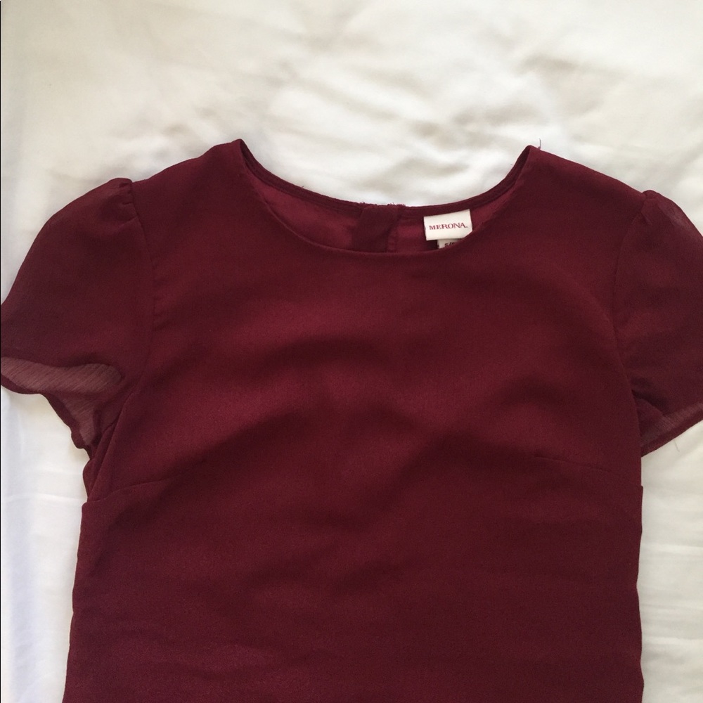 Maroon short sleeve blouse