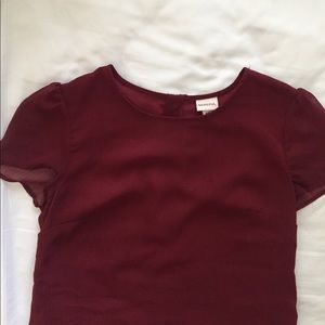 Maroon short sleeve blouse