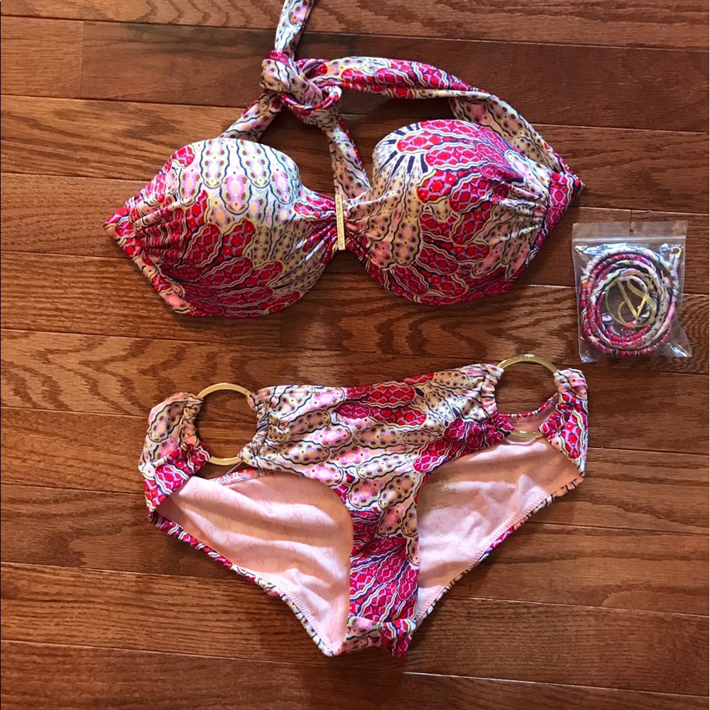 Victoria's Secret pink pattern bikini 32D xs