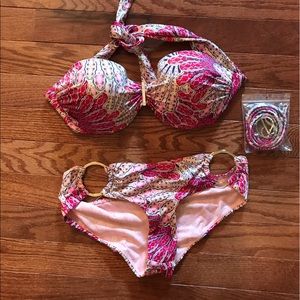 Victoria's Secret pink pattern bikini 32D xs