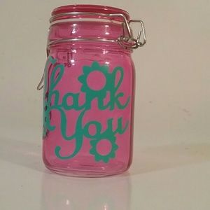 Mini jar with any design or writing on it.