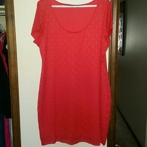 Coral/Red eyelet dress, short sleeve