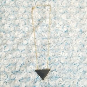Simple Black Enamel Triangle Necklace