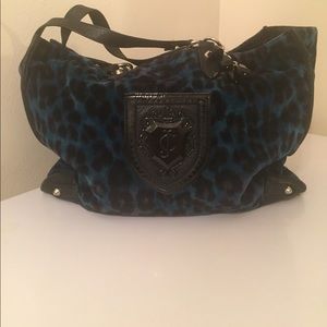 Blue Leopard Print Juicy Velour Bag