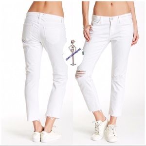 C/E The Cropped Straight Ankle Distressed Jeans