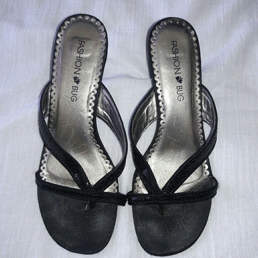 Sequin black sandles