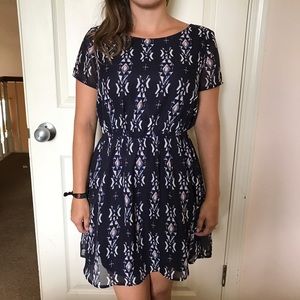 Aztec tribal print cut out back dress