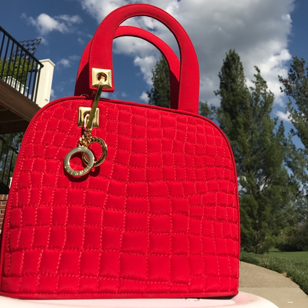 Vintage Valentino Orlandi Plush Red Hand Bag