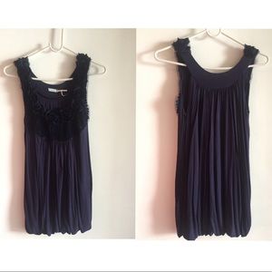 rosette detailing navy blue blouse