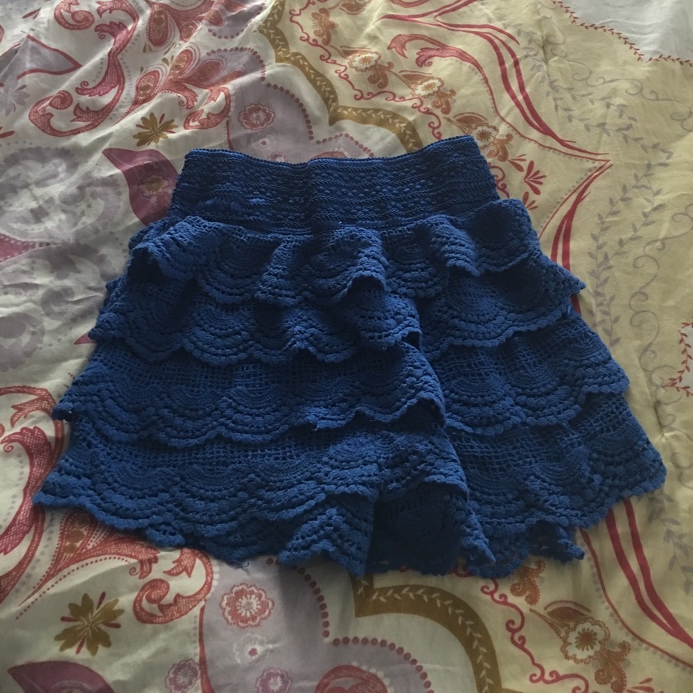 Blue crochet shorts