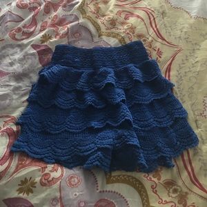 Blue crochet shorts
