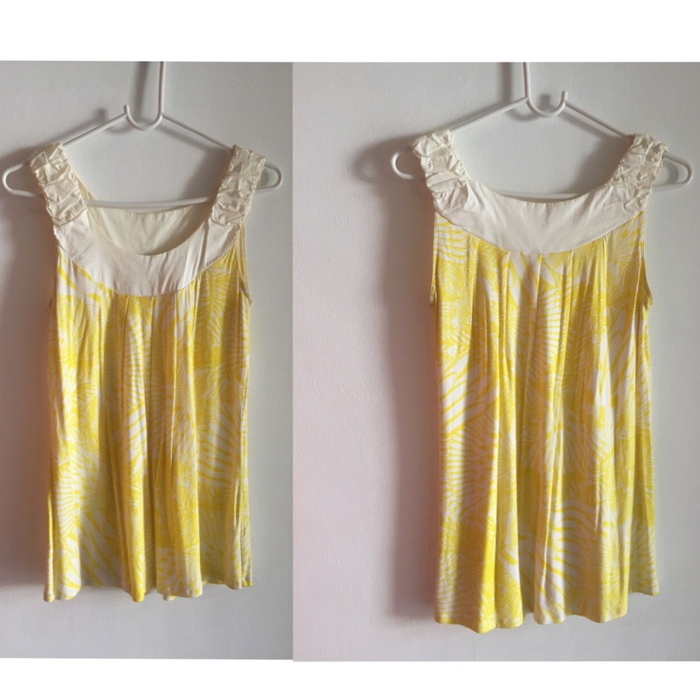 yellow & white tropical floral tank