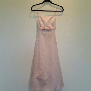 Pink tea length bridesmaid dress