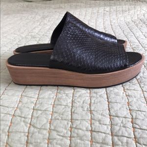 Vince. Black leather slides