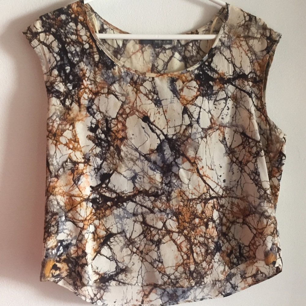 earth tone marble printed blouse