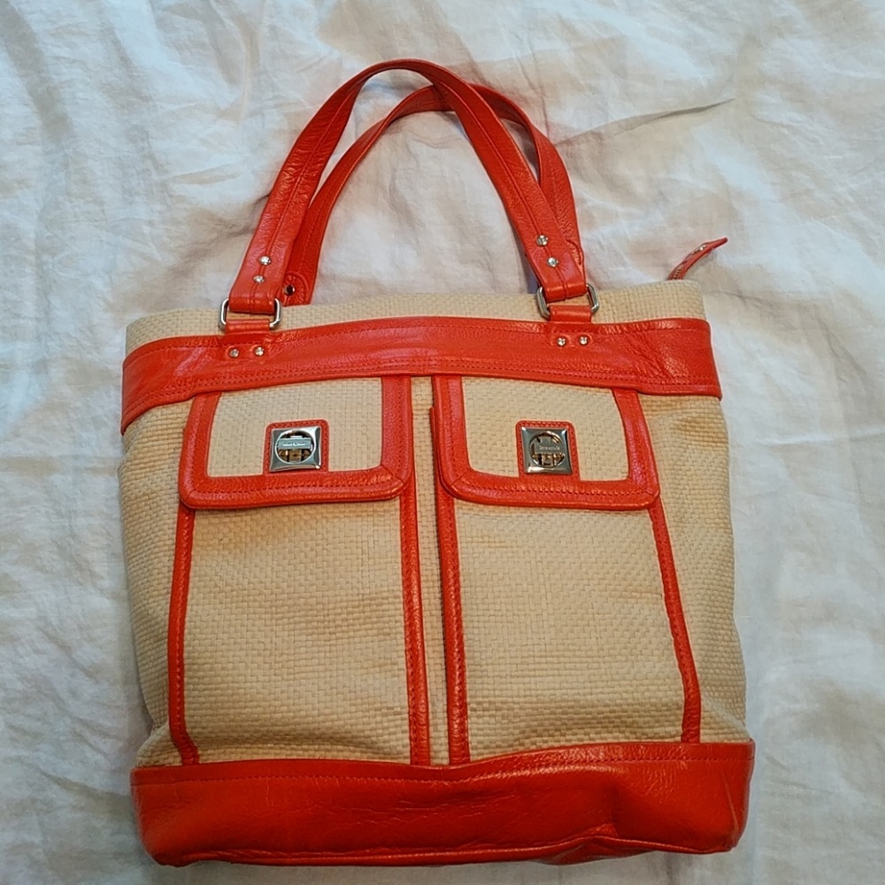 Kate Spade leather and straw bag made if very soft