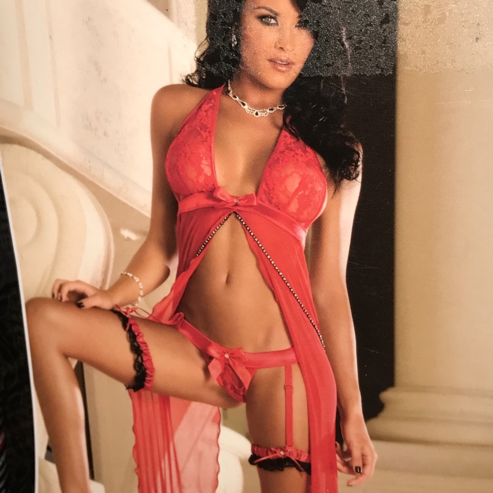 Women's one size fits most  red 3pc lingerie