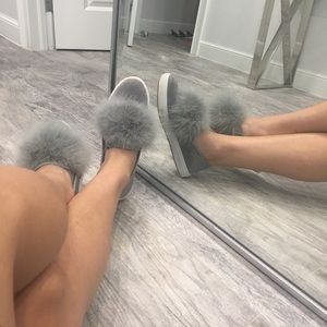 Steve Madden pompom slip on sneakers
