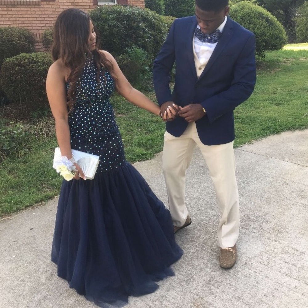 Navy Blue Mermaid Prom Dress