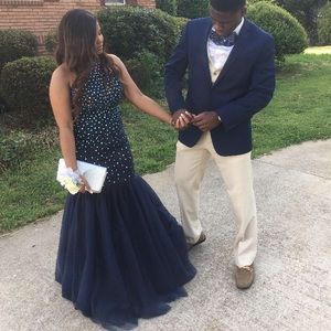 Navy Blue Mermaid Prom Dress
