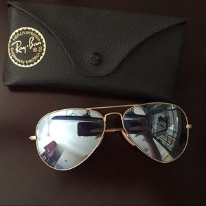 Ray ban aviator gold matte frame w/ silver mirror