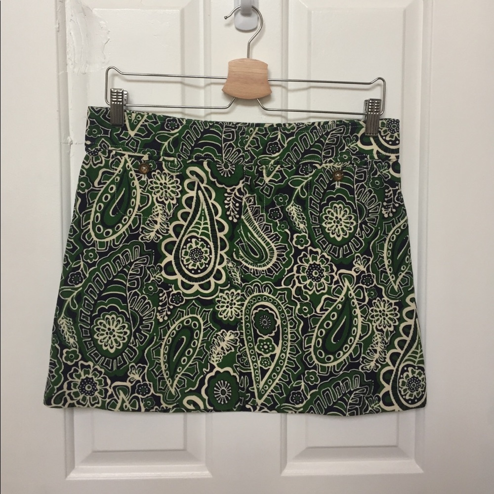 Navy&Green Paisley corduroy Lilly Pulitzer skirt