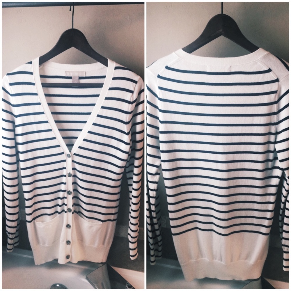 Navy and white stripped BR cardigan