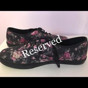 VANS Pink & Black Floral Patterned Shoes