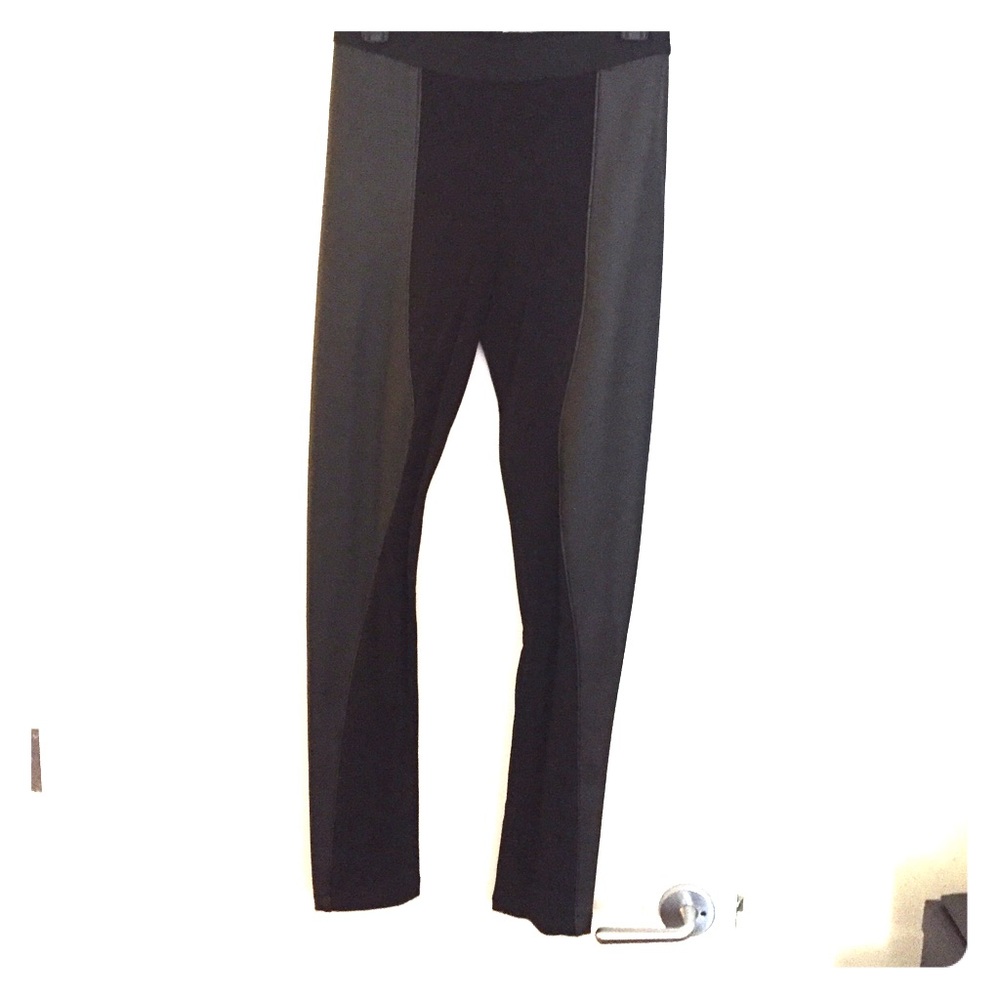 Black leather panel leggings