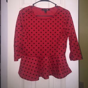 Peplum polka dot top