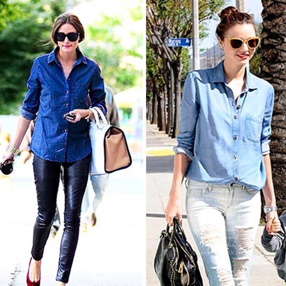 Tops - SALE🚨Blue Cotton Button-Down Shirt