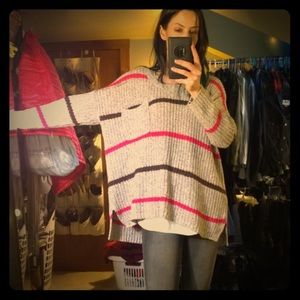 Free People Cozy Oversized Tan/Brown/Pink Sweater! Free People Cozy Oversized Tan/Brown/Pink Sweater!