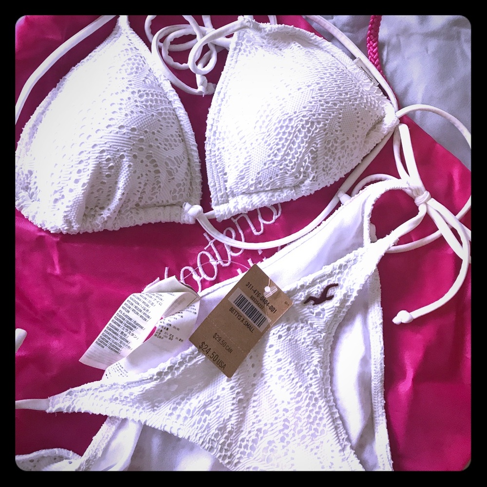 White crochet hollister swim top