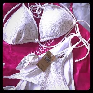 White crochet hollister swim top