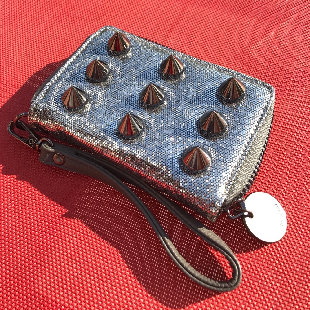Deux Lux Spiked Gunmetal Wristlet Wallet