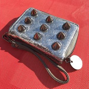 Deux Lux Spiked Gunmetal Wristlet Wallet