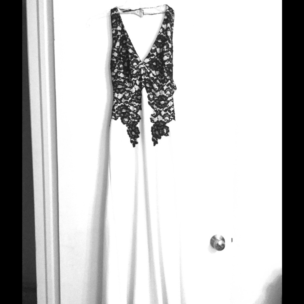 White and black prom dress