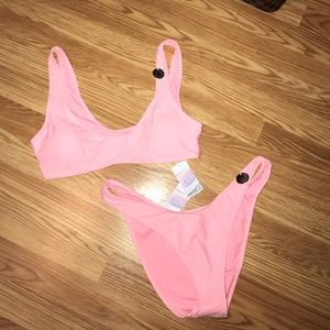 NWT* Pink bralette top and high cut bikini bottoms